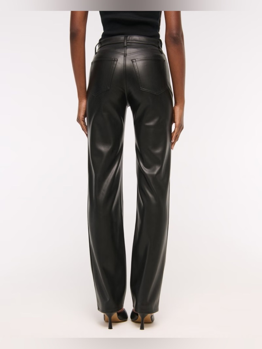 Abercrombie High Rise 90s Relaxed Vegan Leather Pant Black Moto Edgy Chic